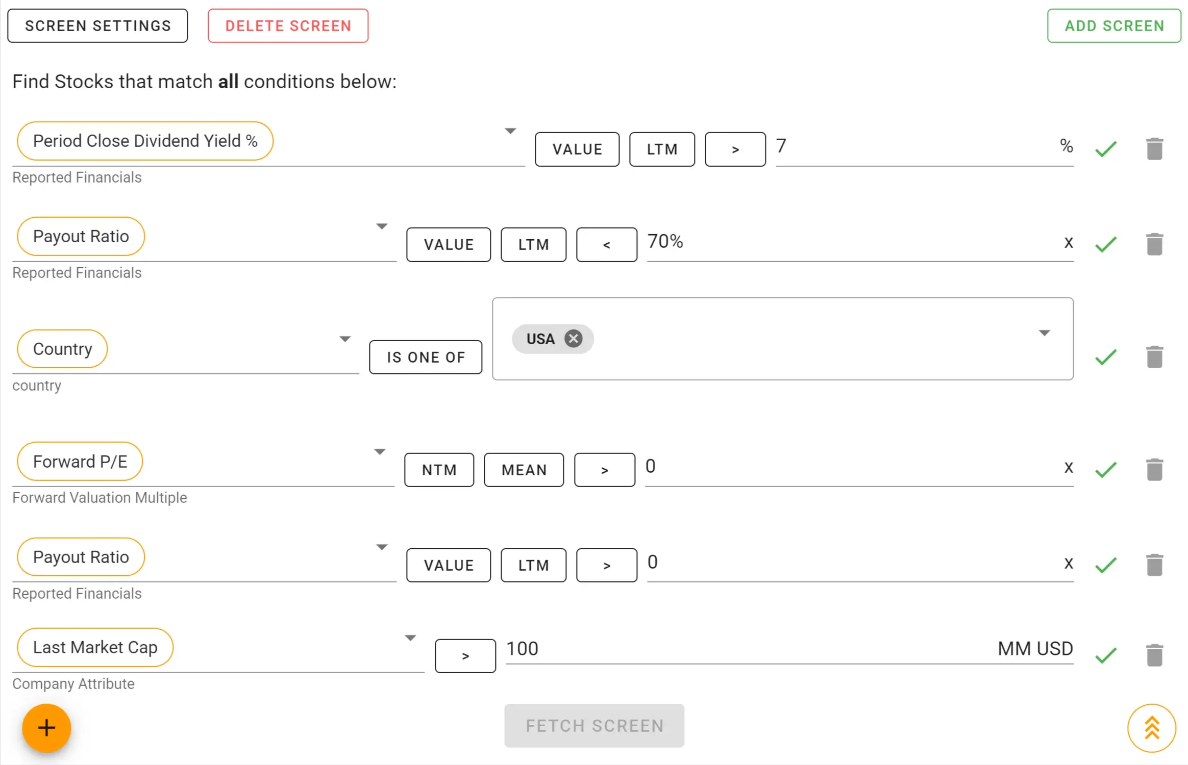 High Dividend Yields Screener