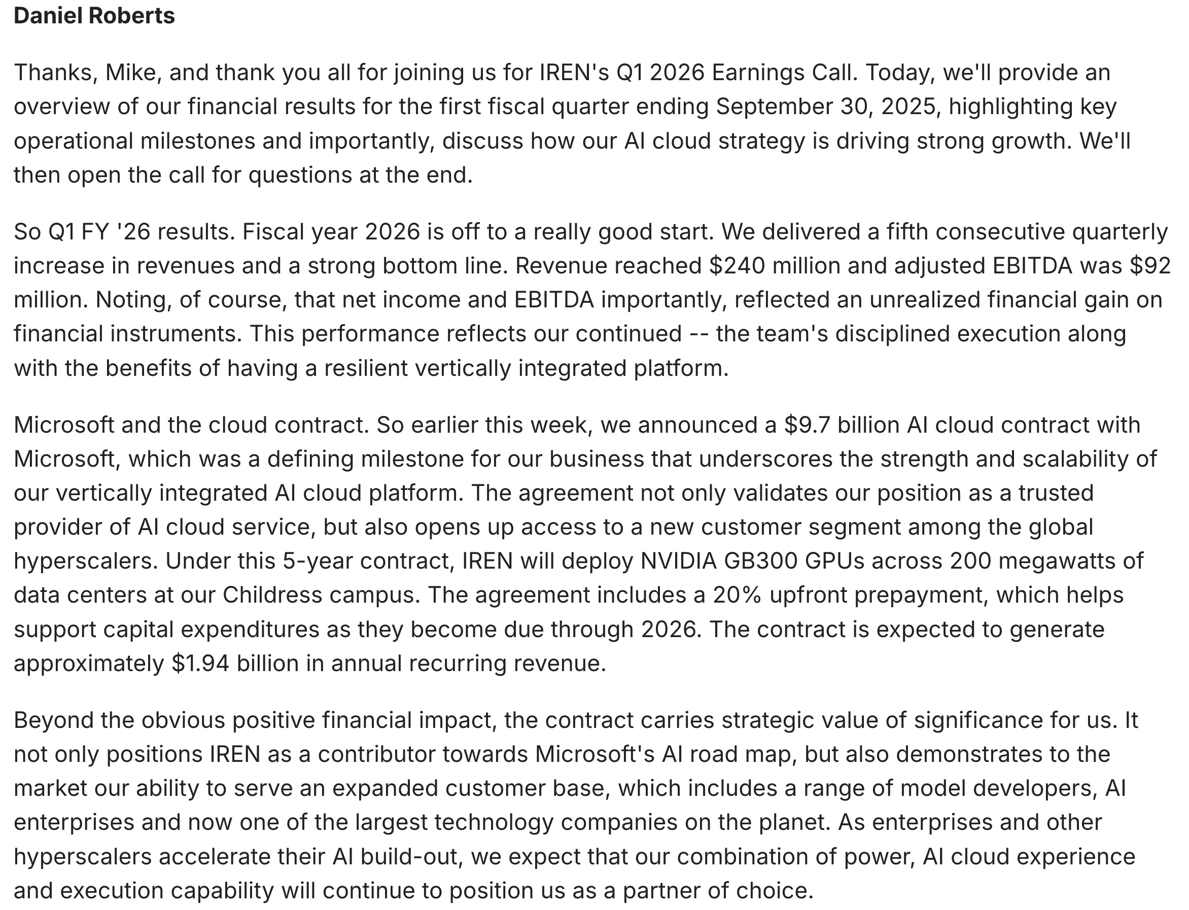 Earnings Call Transcript