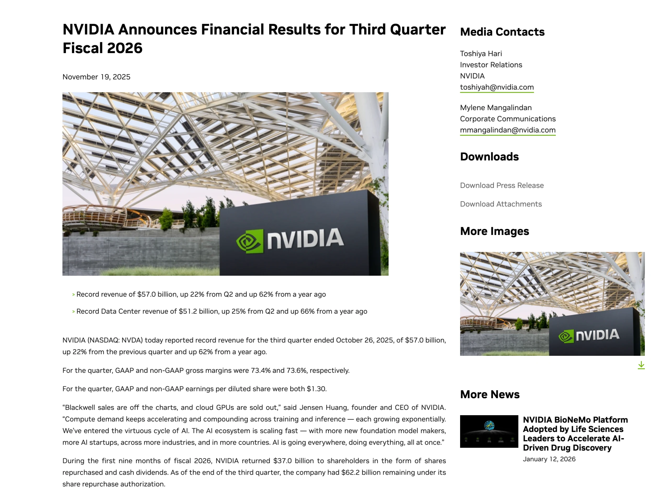 NVIDIA investor relations