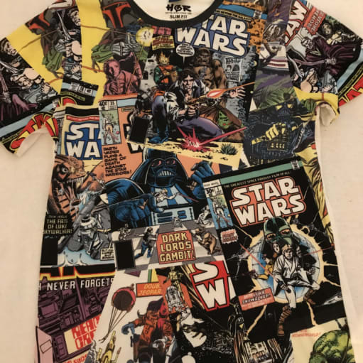 T-shirt, - StarWars, Løver og verdens kort