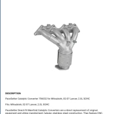 katalysator/manifold til Mitsubishi lancer 2.0L SOHC årg 02-07