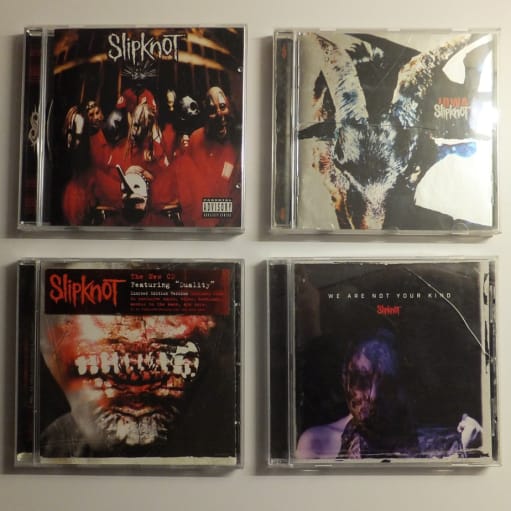 CDer, 4 stk. Slipknot: "Slipknot", "Iowa", "The subliminal verses", "We are not your kind" SÆLGES SAMLET