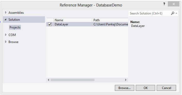 Add Class Library reference to Main Project Add Class Library reference to Main Project