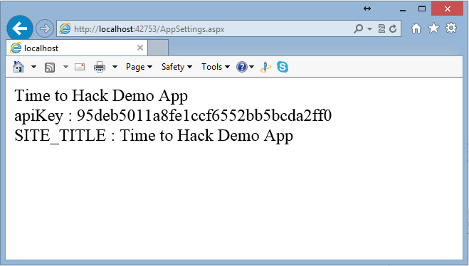 AppSettings Output