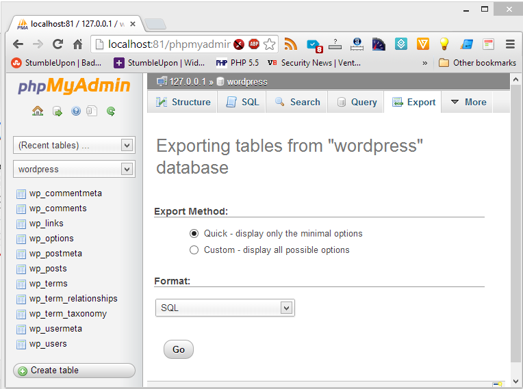 Export the wordpress Database as SQL file Export the wordpress Database as SQL file
