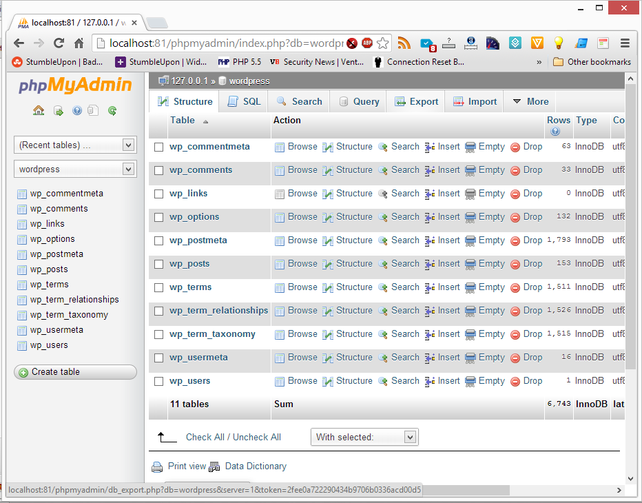 Export the wordpress Database from phpMyAdmin Export the wordpress Database from phpMyAdmin