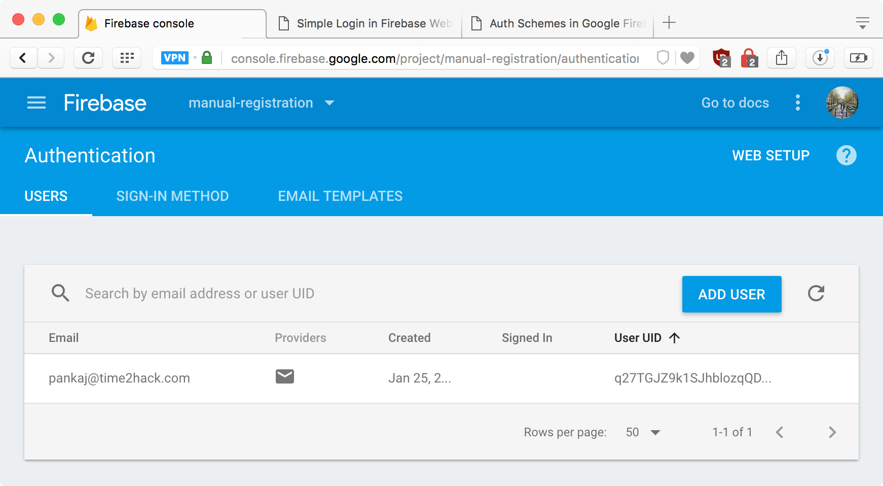 Click on of Form and you can see new user in the Users list