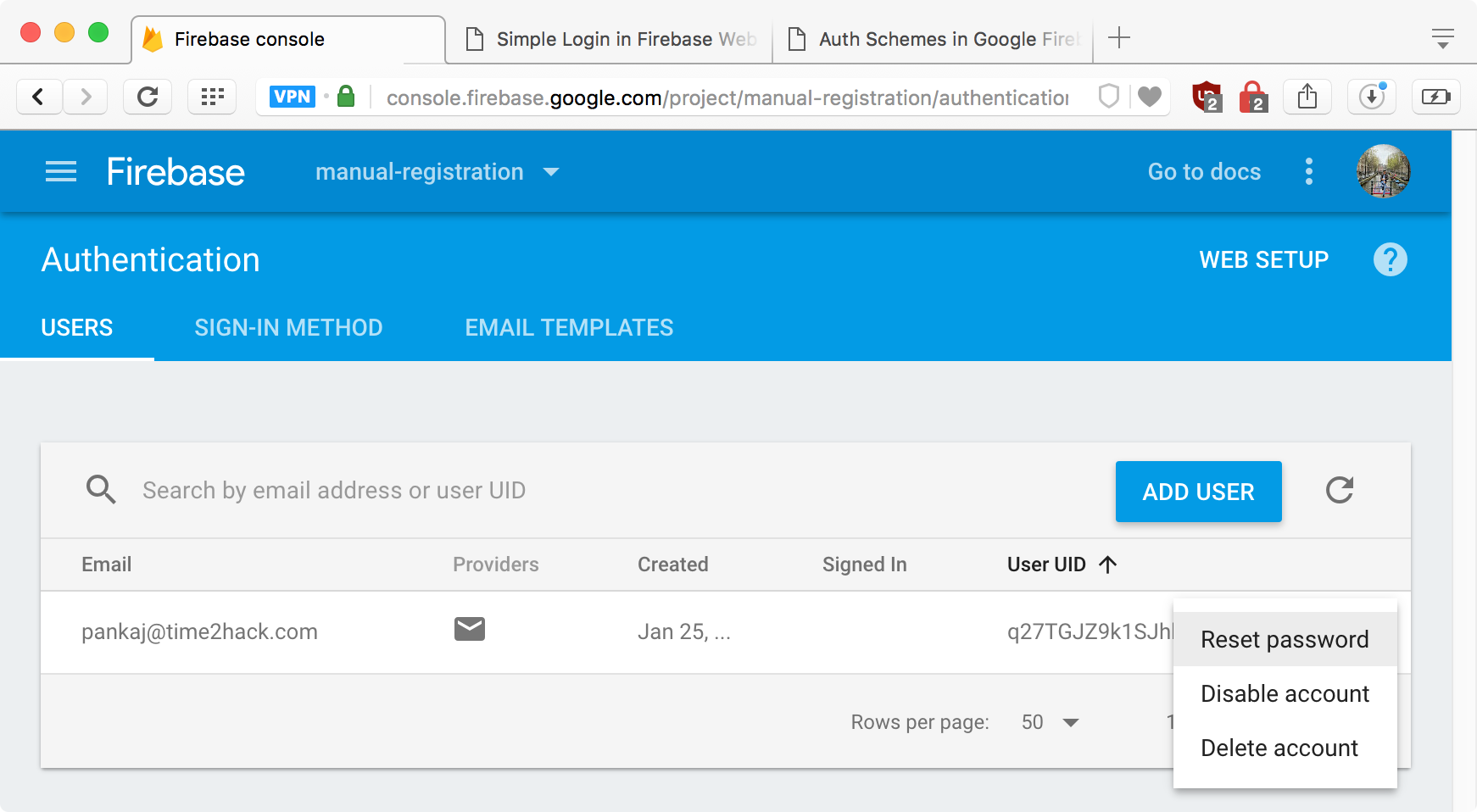 Take mouse over the User row. Then click on the icon on the right side of the row to reveal actions menu. Click on