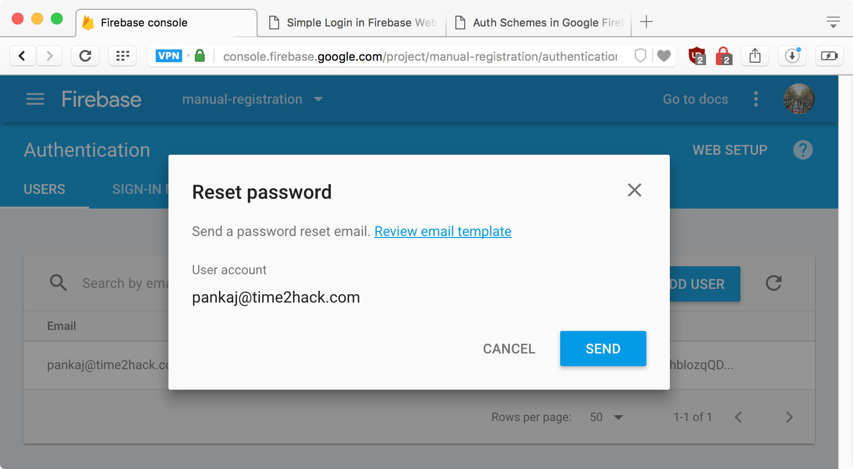 Click Button on the confirmation box for selected User