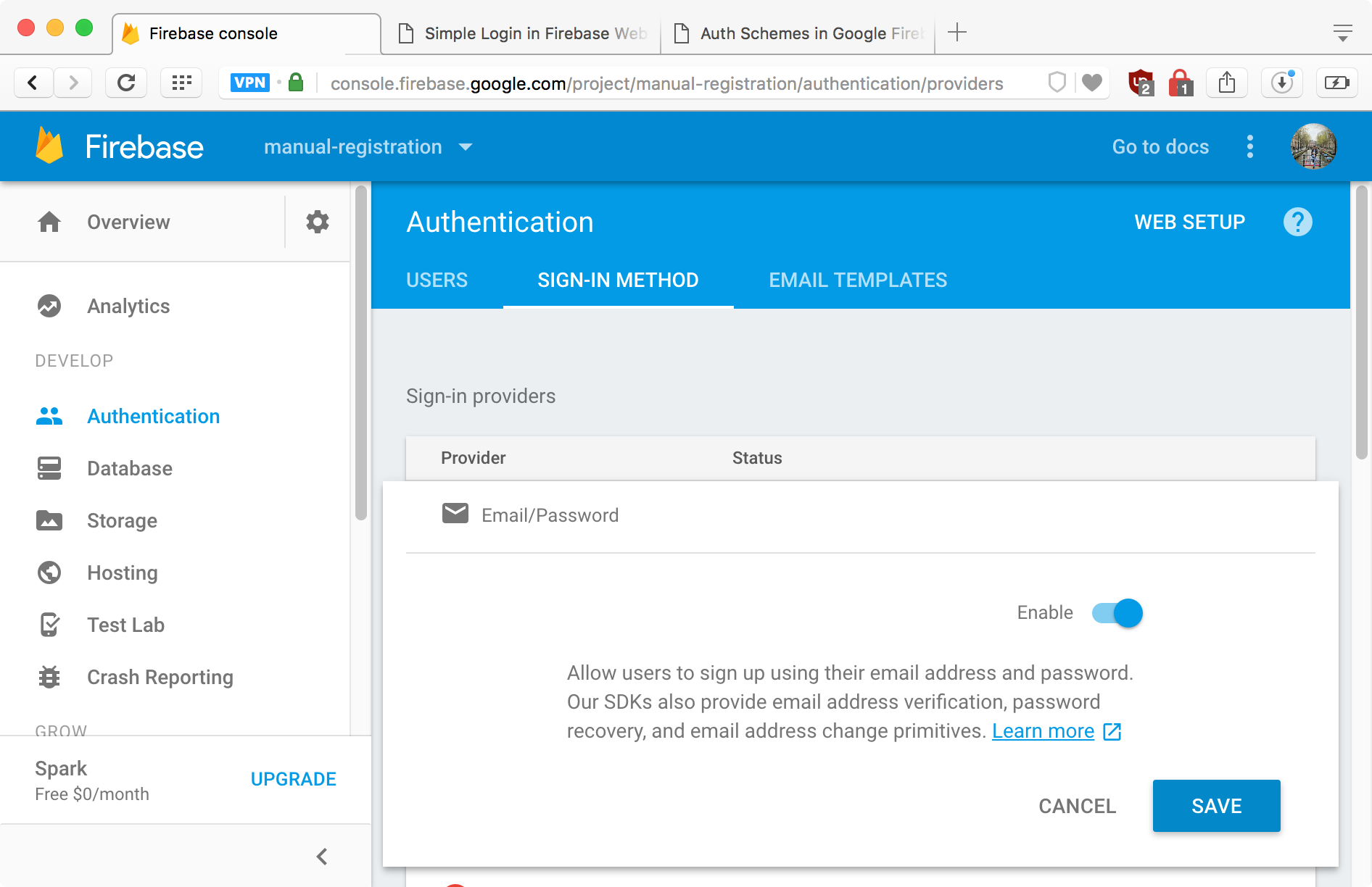 Click Enable and then click Save