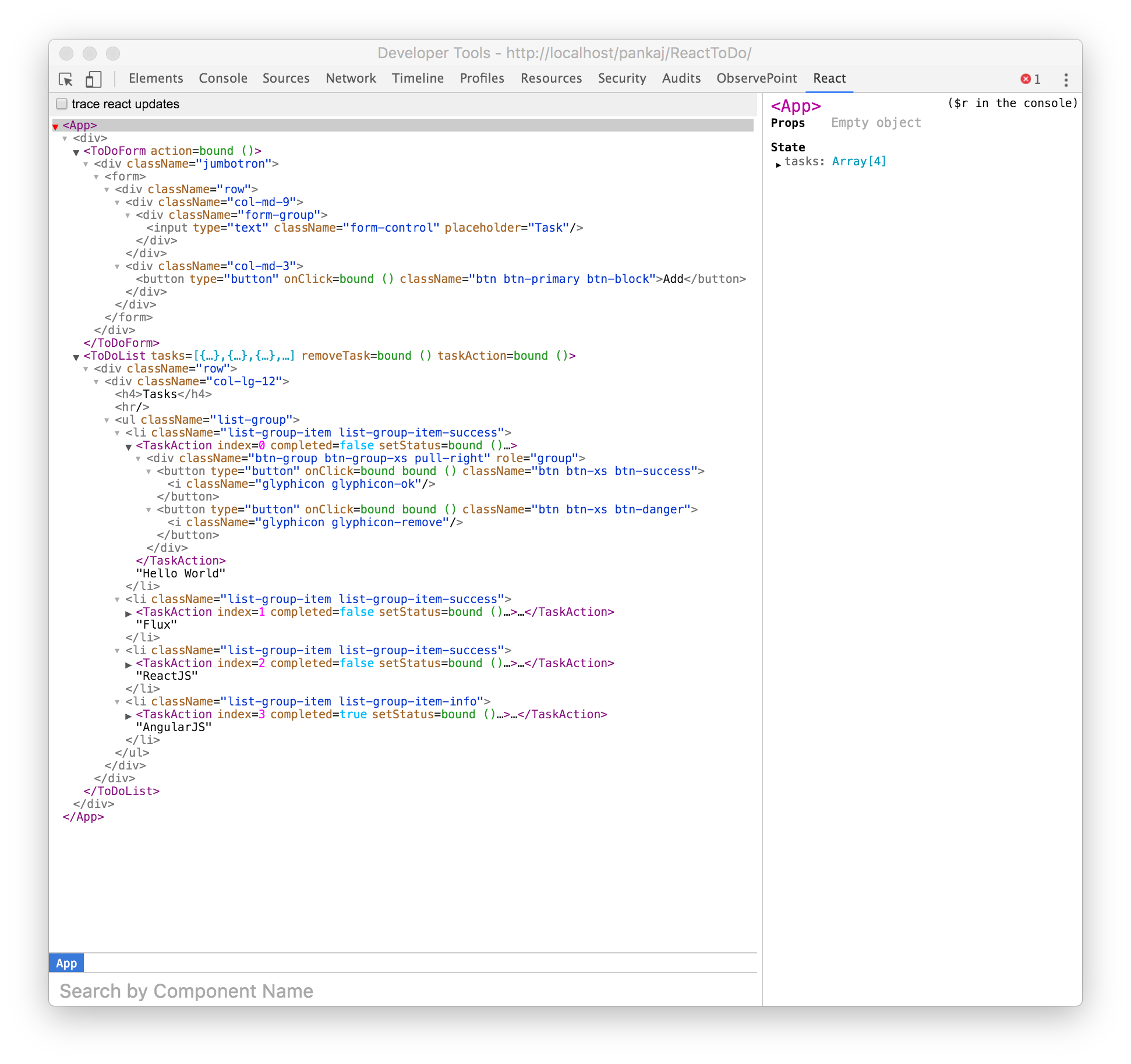 React ToDo in Toolbar