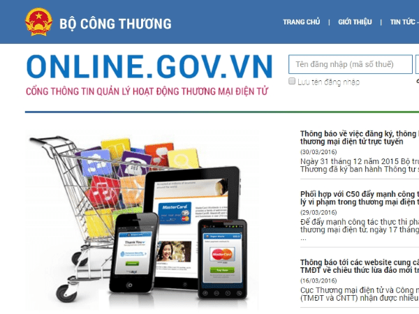 website đăng ký bộ công thương