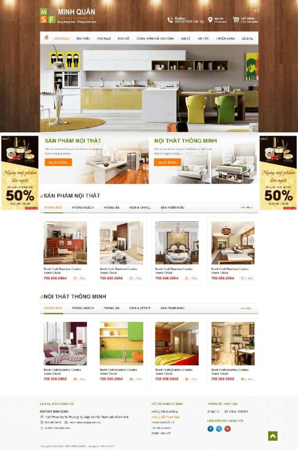 Giao diện mẫu web nội thất 01