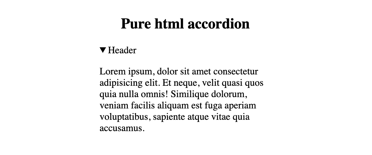 Pure HTML accordion menu using the details and summary tags