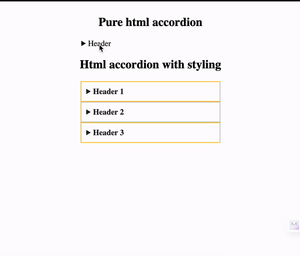 Styled HTML accordion with CSS animations