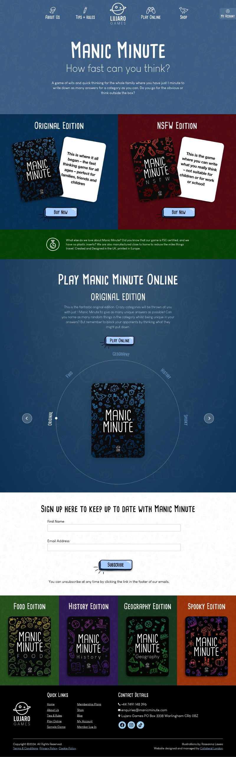 Manic Minute Homepage