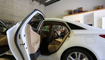 White Car with Door Open