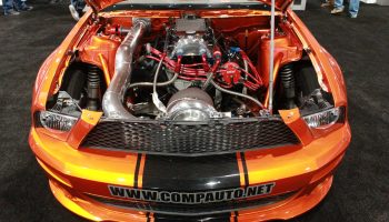 Orange Car with Hood Open