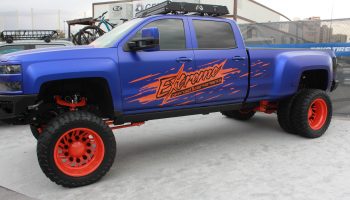 Purple Pickup with Red Wheels