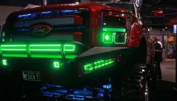Red Jeep with Green Lights