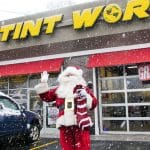 Santa Claus in front of Tint World