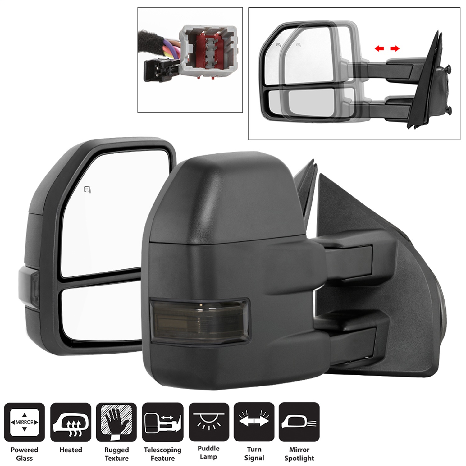 Spyder Auto 9943065 Power Heated LED Signal Telescoping Mirrors  