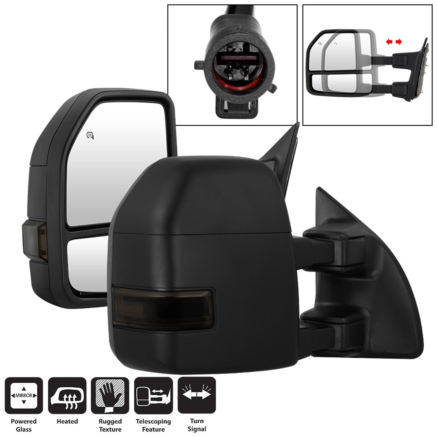 thumbnail image 2 of Heated Telescoping Tow Mirror - Right Passenger Side For Chevy GMC Sierra (Mid Valley) 2 of 2