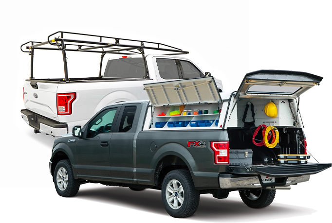 Work truck shelving, work truck racks, truck accessories