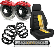 Two brake disc, two suspensions spring, a racing car seat and led lights