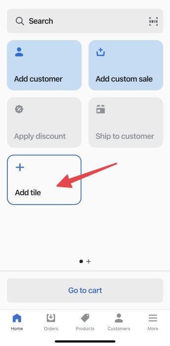 Click the Add Tile button on the homescreen of the Shopify Point of Sale to start sending ID checks in store