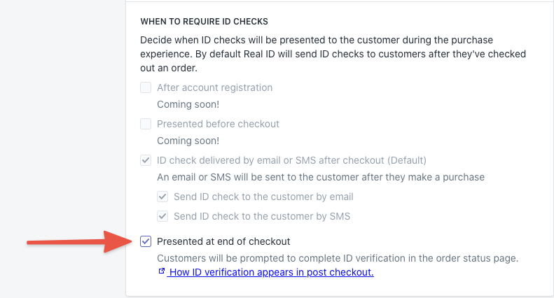 Enabling the ID verification prompt in the settings page