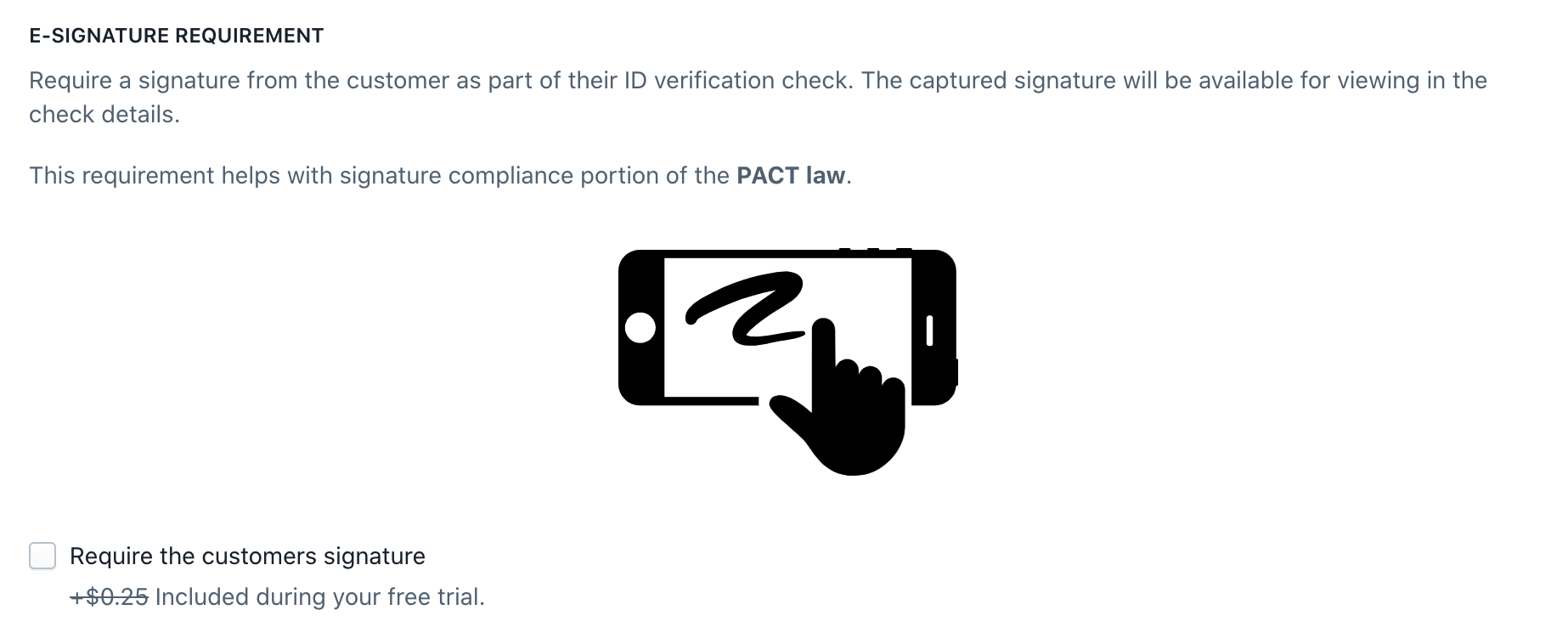 Enabling the signature requirement in the new check page
