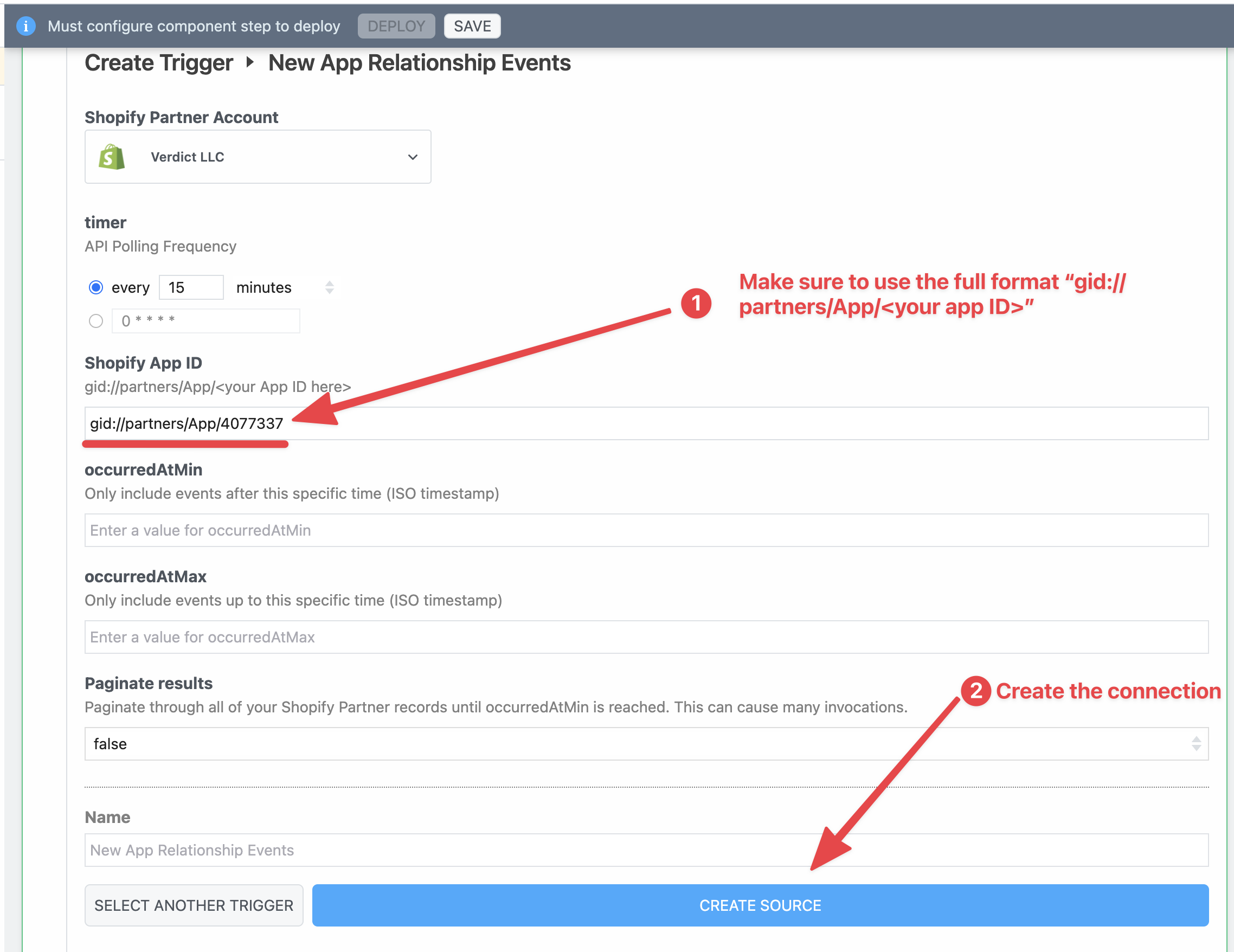 Connecting your Shopify App to the Workflow