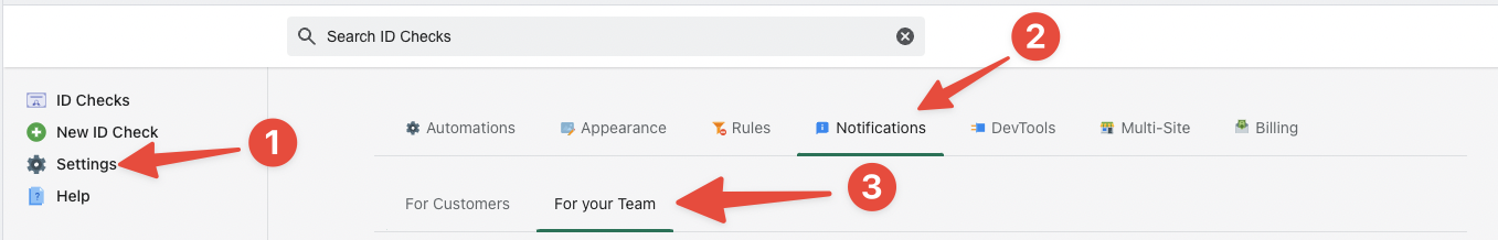 How to find the Team notifications settings