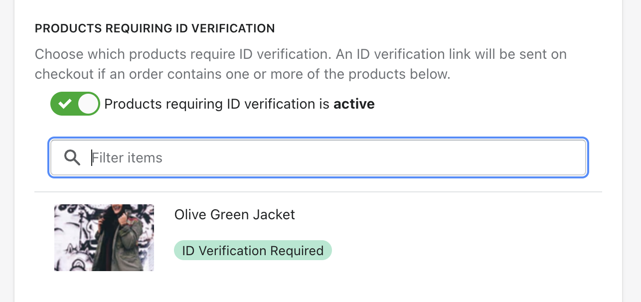 Adding a specific product to require ID verification