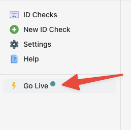 The Go Live button on the left menu