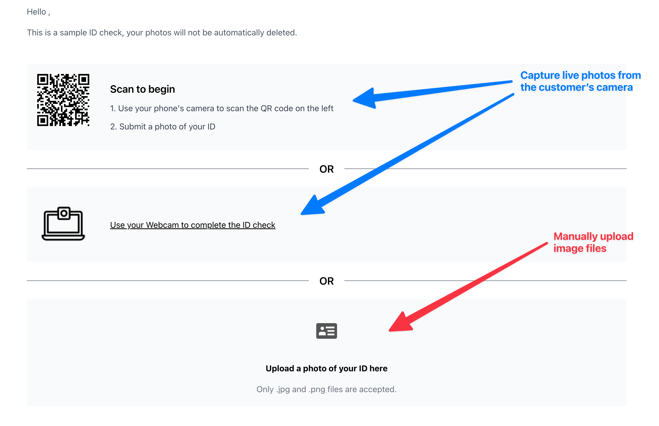 Example of an ID check with all capture methods enabled