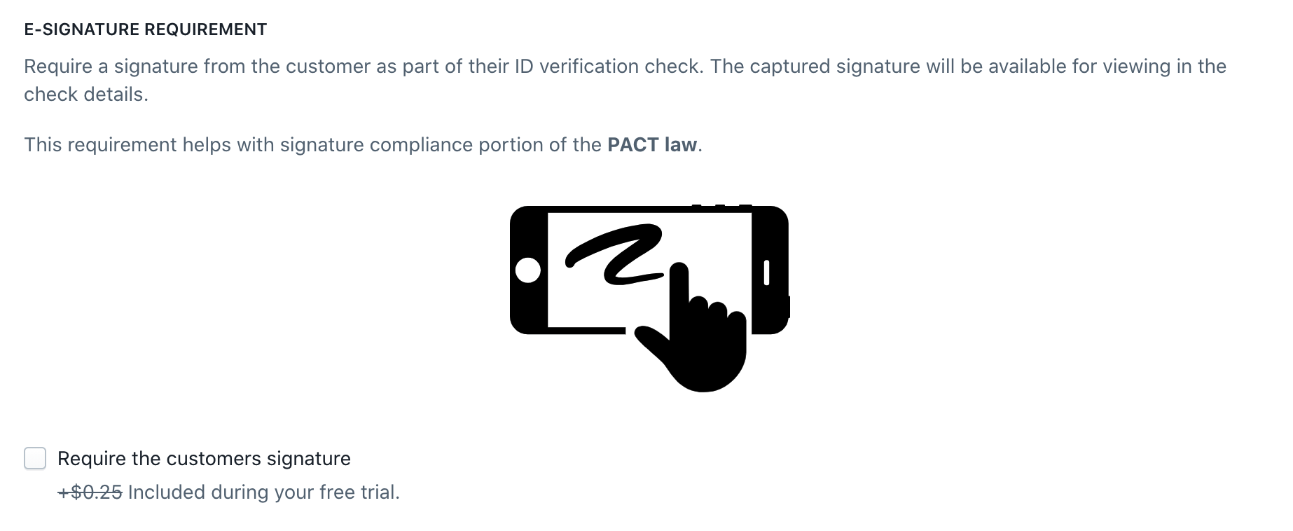 The eSignature option within the settings