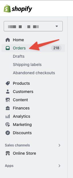 Opening the Shopify admin dashboard and finding the orders page