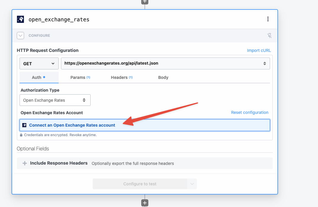 Connecting your Open Exchange Rate account to this workflow