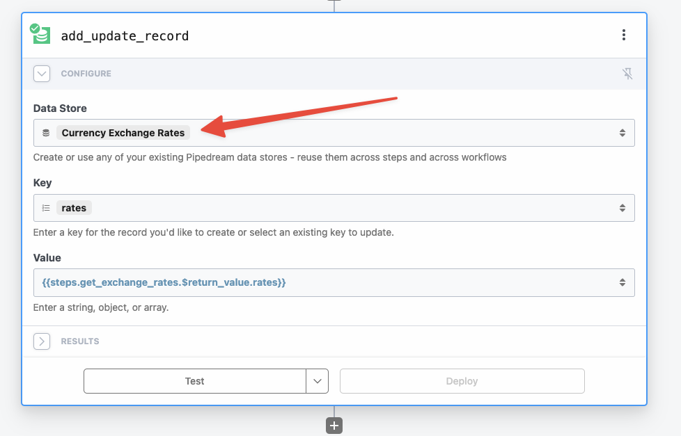 Naming the data store as Exchange Rates for easier tracking