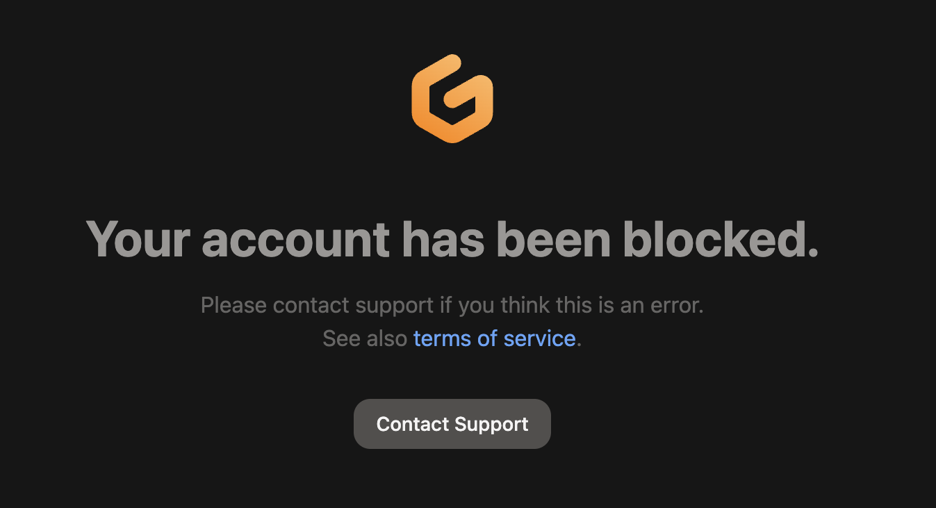 The dreaded "Your account has been blocked" gitpod message