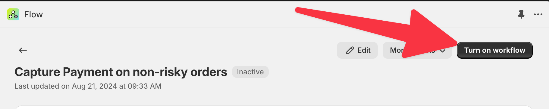 Activating the workflow to automatically capture payment on low risk orders which is very helpful if you have manual payment capture enabled on your Shopify online store checkout