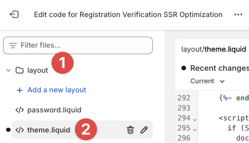 Opening the theme.liquid file for your theme, which contains the details about the body of the page