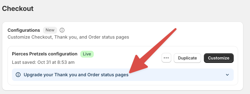 Viewing your Shopify store's checkout settings to make sure you need to upgrade to Customer Account Extensibility.