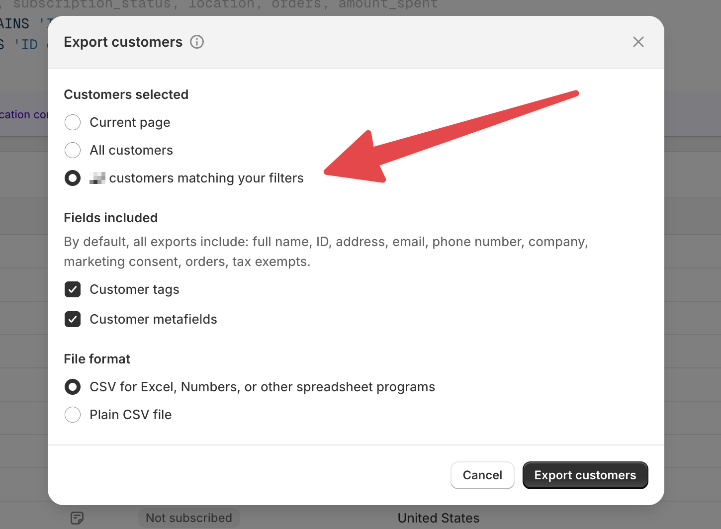 Specifying to only include the query results in the final report