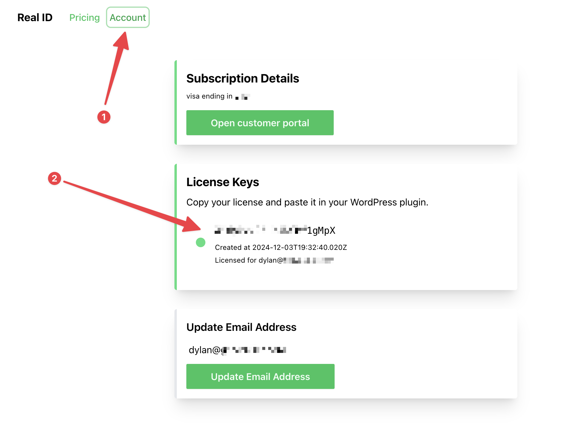 Finding your license key for your Real ID plugin to activate it