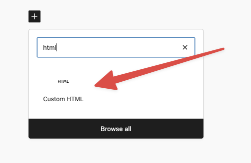 Choosing the HTML block to start the ID verification embed