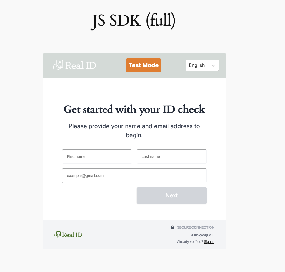 Displaying the ID verification check