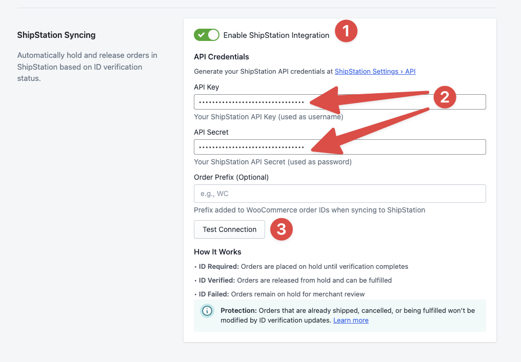Adding the ShipStation API keys to Real ID to finish the integration